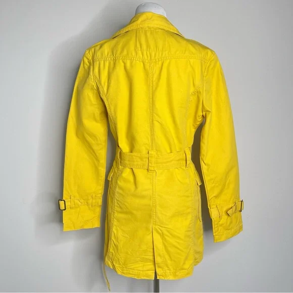Vintage Y2K yellow fiorucci double breasted cotton canvas peacoat trench coat - Picture 3 of 17